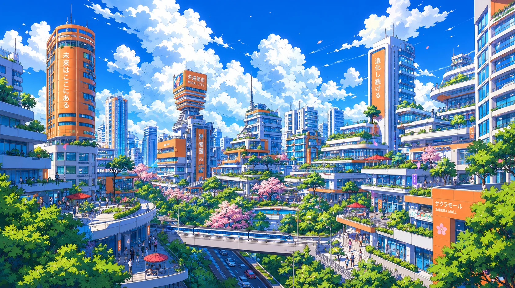 A bright futuristic panorama of New Rotterdam in 2137